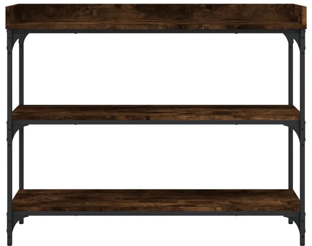 Mesa consola c/ prateleiras 100x30x80 cm carvalho fumado