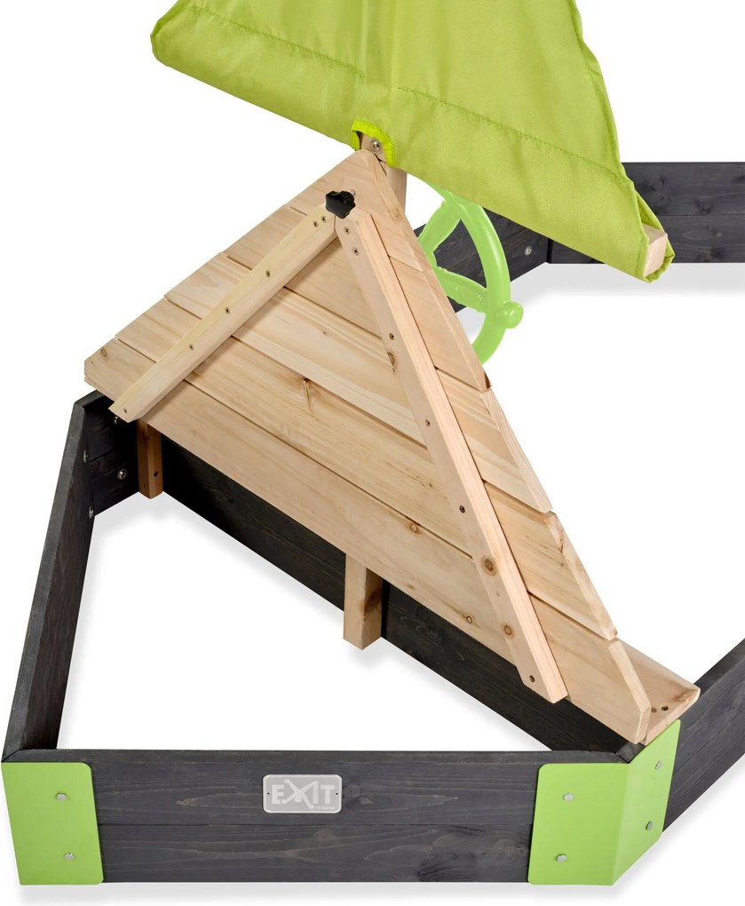 Caixa de madeira para areia para crianças forma barco Aksent 190 x 90 cm cinzento