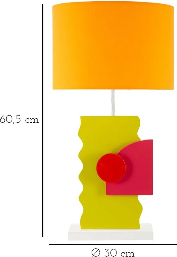 Candeeiro de Mesa "Color B" - 30x60,5 cm - MDF Multicolor e Abat-jour