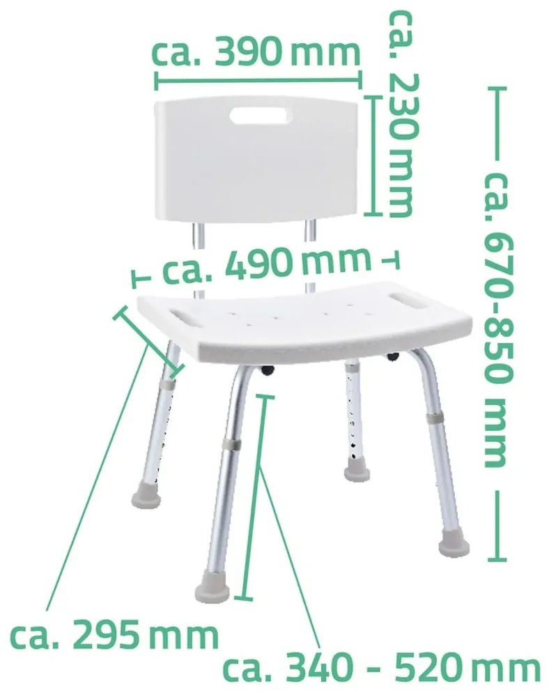 RIDDER Cadeira de casa de banho 150 kg branco A00602101