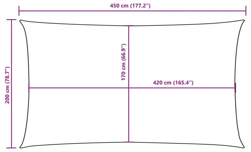 Para-sol estilo vela tecido oxford retangular 2x4,5 m preto