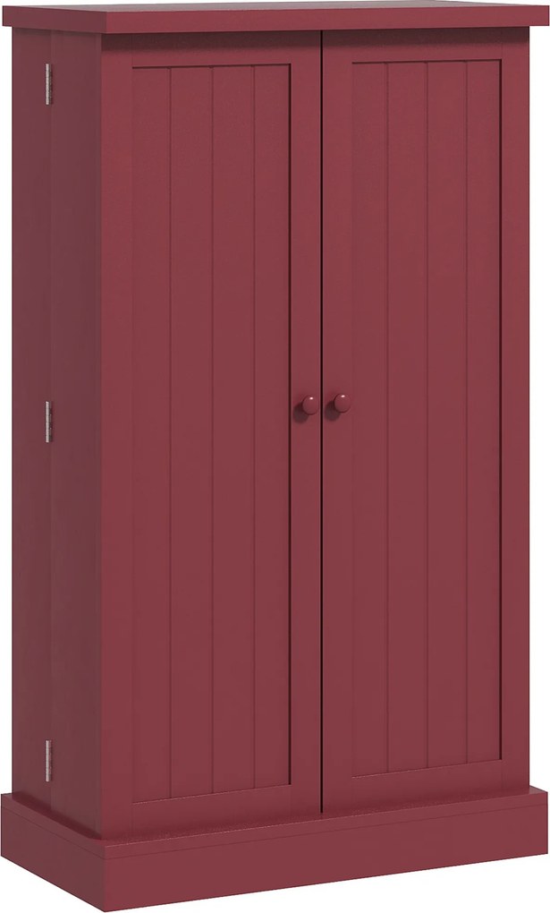 HOMCOM Armário Móvel de Cozinha despenseiro 2 Portas com 5 Prateleiras e 12 Porta Temperos 60x30x104 cm Vermelho | Aosom Portugal