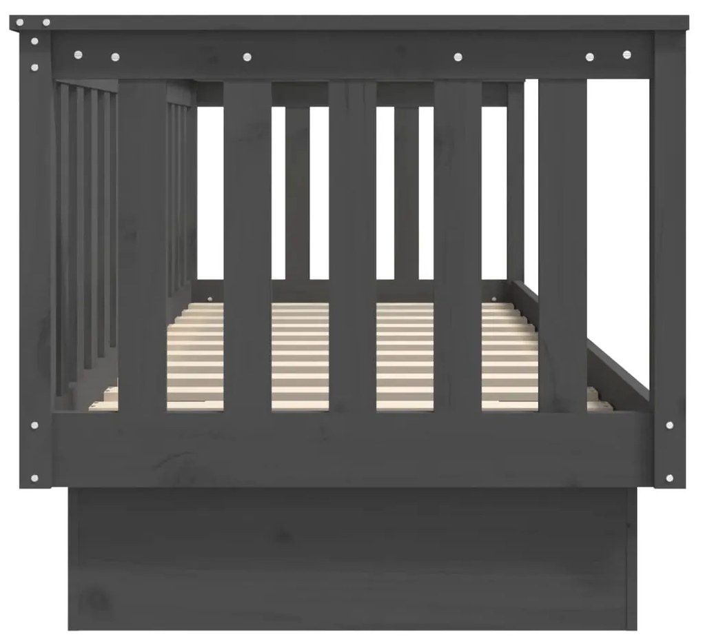 Sofá-cama 75x190 cm madeira de pinho maciça cinzento