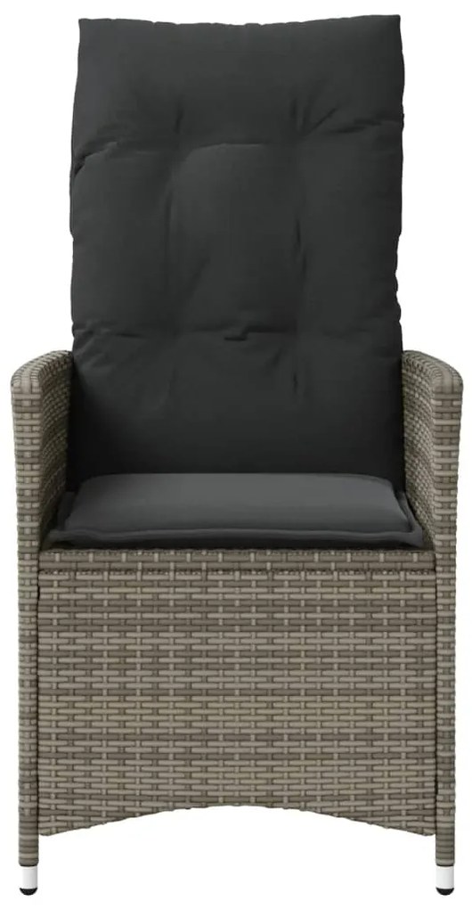 Cadeiras jardim reclináveis 2 pcs c/ almofadões vime PE cinza