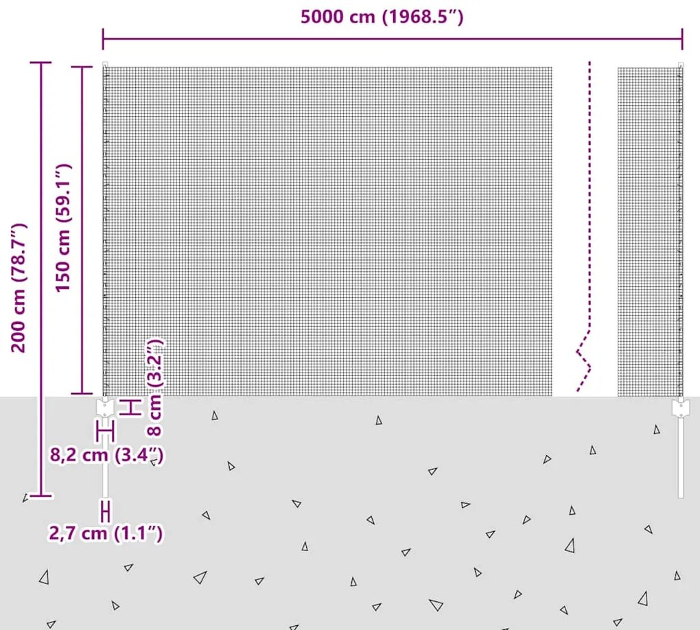 Cerca de Malha Soldada com 44 U Postes Prateados 1,5x50 m Aço