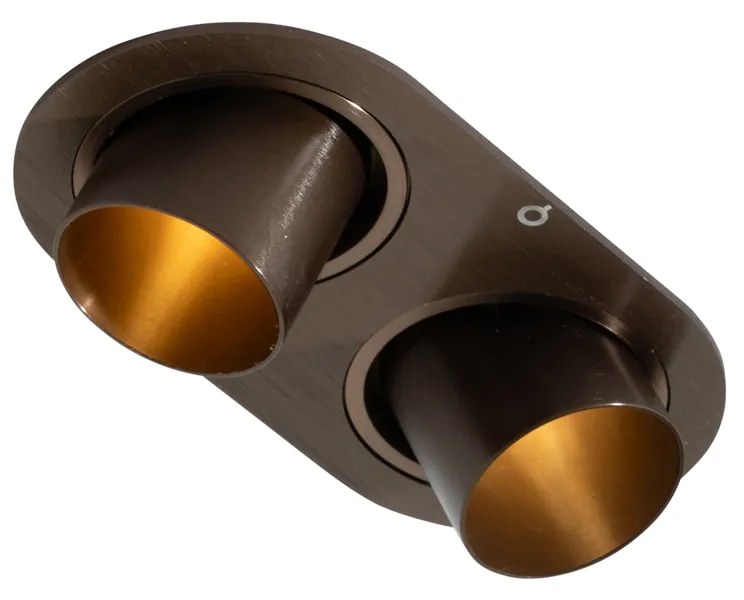 Foco embutido arredondado bronze escuro GU10 35mm inclinável 2 luzes - Installa