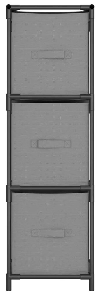 Armário de arrumação c/ 3 gavetas tecido 34x34x101 cm aço cinza