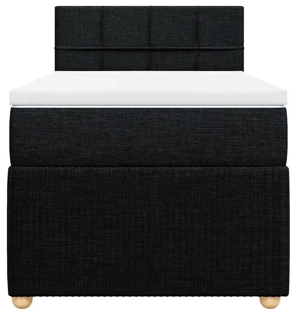 Cama com molas/colchão 80x200 cm tecido preto
