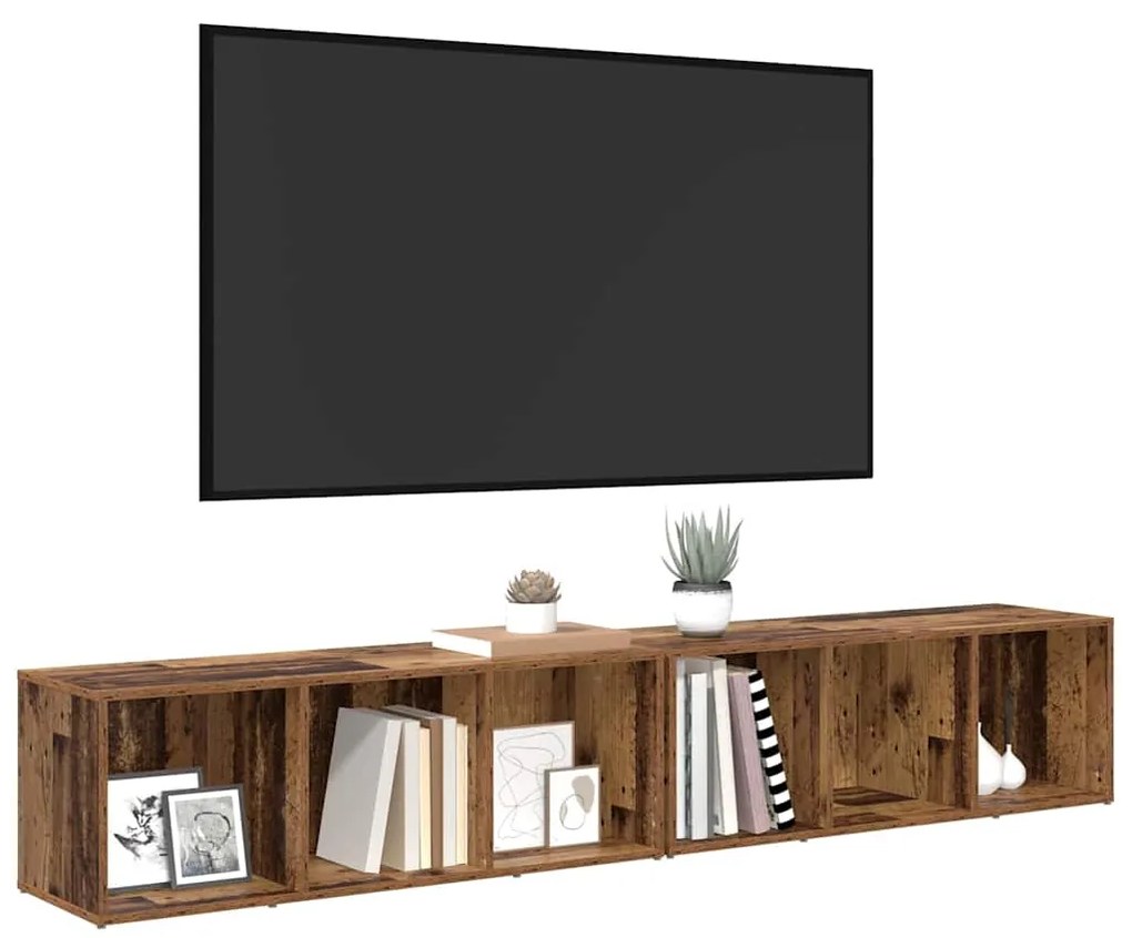 Conjunto de móvel de TV 2 pcs Madeira Antiga 37 x 35 x 107 cm