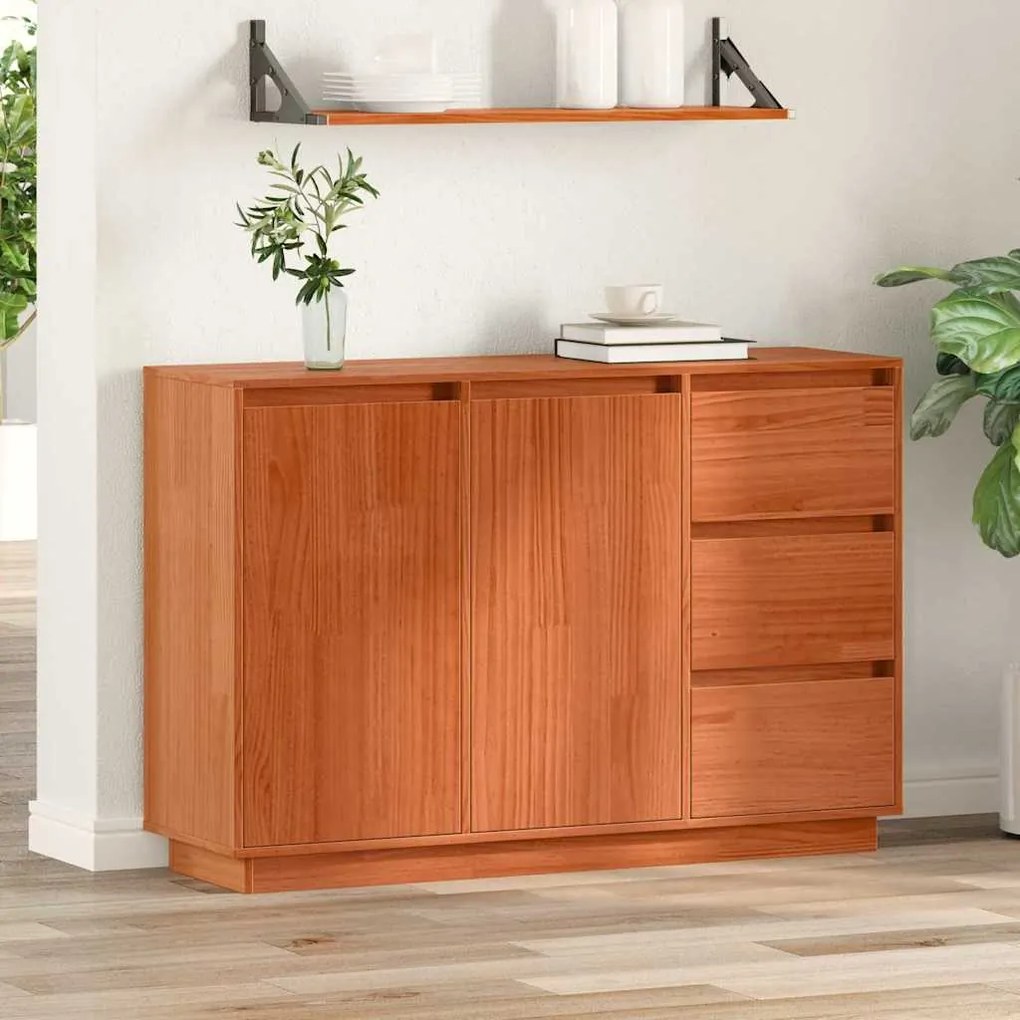 vidaXL Buffet Castanho 111 x 34 x 75 cm Madeira de pinho maciça