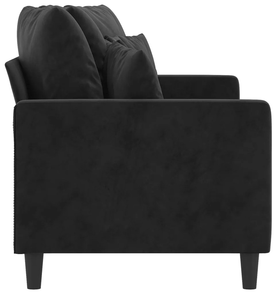 Sofá de 2 lugares veludo 140 cm preto