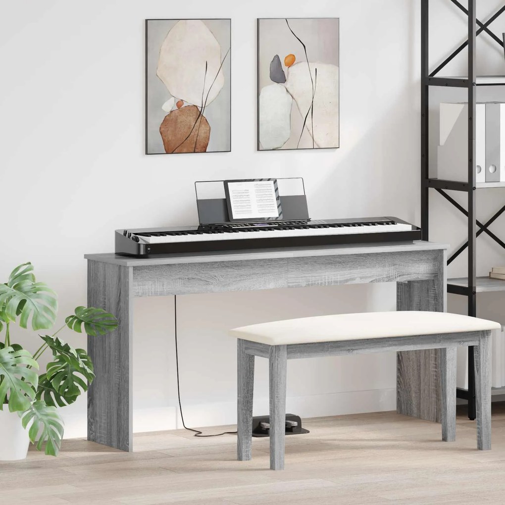 vidaXL Suporte de Teclado Cinza Sonoma 130 x 32 x 64 cm