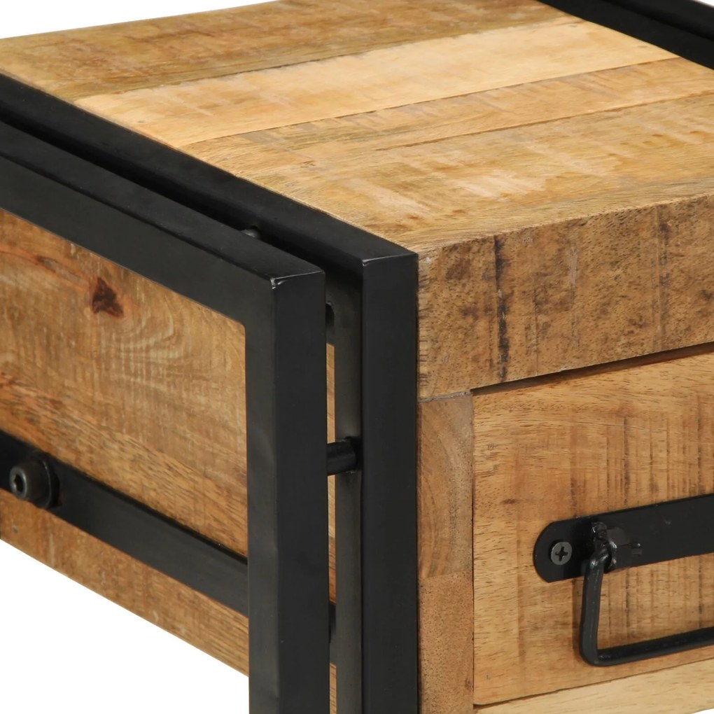 Mesa de Apoio vidaXL com Gaveta Preta 30x30x40 cm Madeira de Mangueira