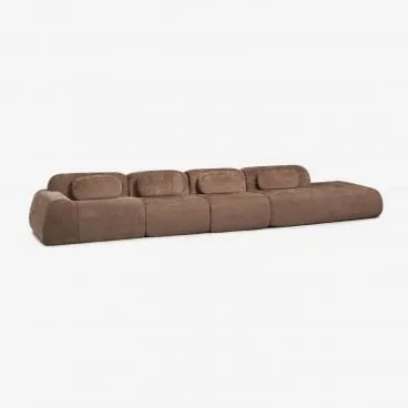 Sofá Modular De Canto Em Chenille De 4 Peças Com Chaise Longue Direita Embalado A Vácuo Mérida Chenille Castanho Caramelo - Sklum