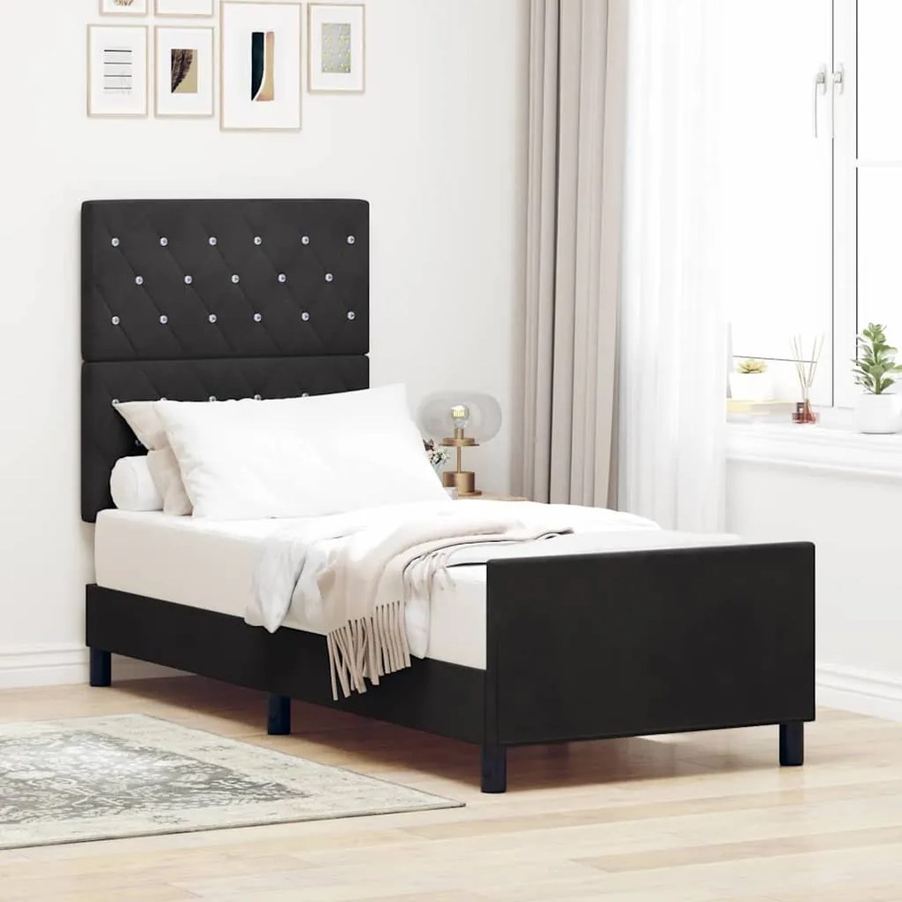vidaXL Cama Box com cabeceira Preto 80 x 200 cm Veludo