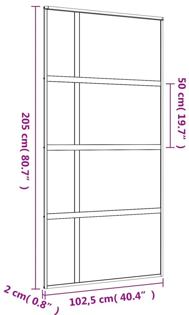 Porta deslizante 102,5x205 cm vidro ESG fosco/alumínio dourado