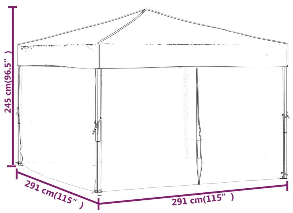 Tenda para festas dobrável com paredes laterais 3x3 m branco