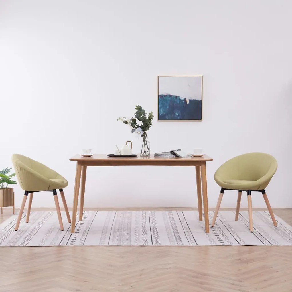 vidaXL Cadeiras de jantar 2 pcs tecido verde