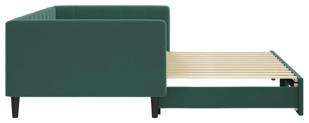 Sofá-cama com gavetão 100x200 cm veludo verde-escuro