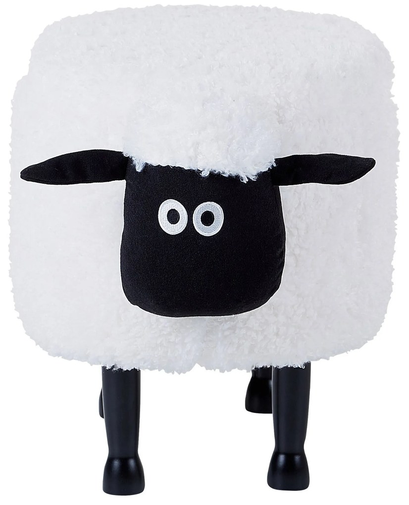 Tamborete em tecido branco com arrumação SHEEP Beliani