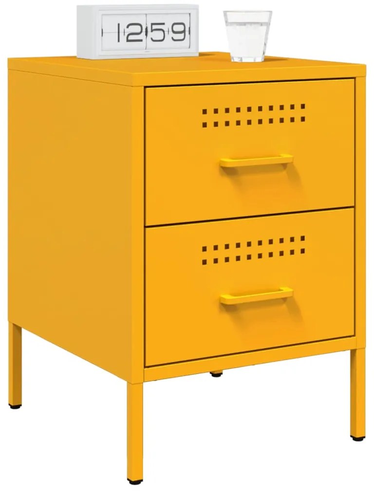 Mesas de cabeceira 2 pcs 36x39x50,5 cm aço amarelo mostarda