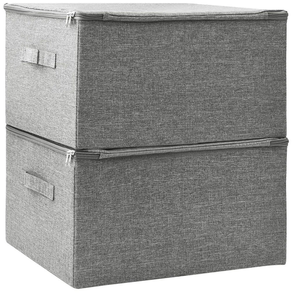 Caixas de arrumação 2 pcs 43x34x23 cm tecido cinzento