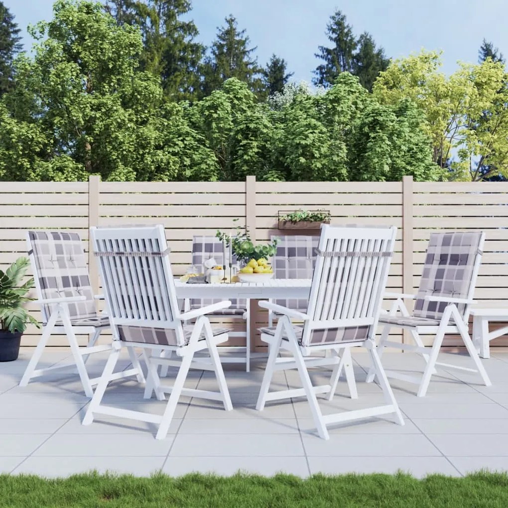 vidaXL Almofadões cadeiras altas de jardim 6pcs tecido xadrez cinza