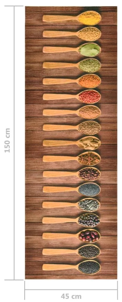 Tapete de cozinha lavável com design de colheres 45x150 cm