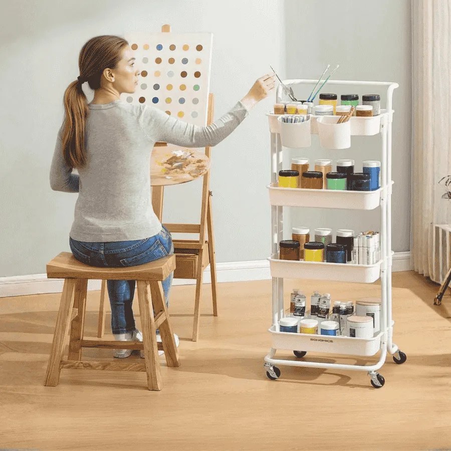 Carrinho com 4 prateleiras 37,3 x 42,5 x 115 cm Branco