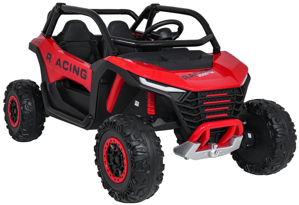 Carro elétrico para Crianças 4X4 2 Lugares 24V RACING Road 2000, Pneus Espuma EVA, Assento couro ecológico Vermelho