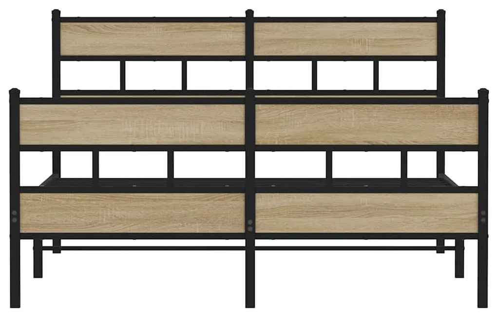 Estrutura de cama sem colchão 140x190 cm metal carvalho sonoma