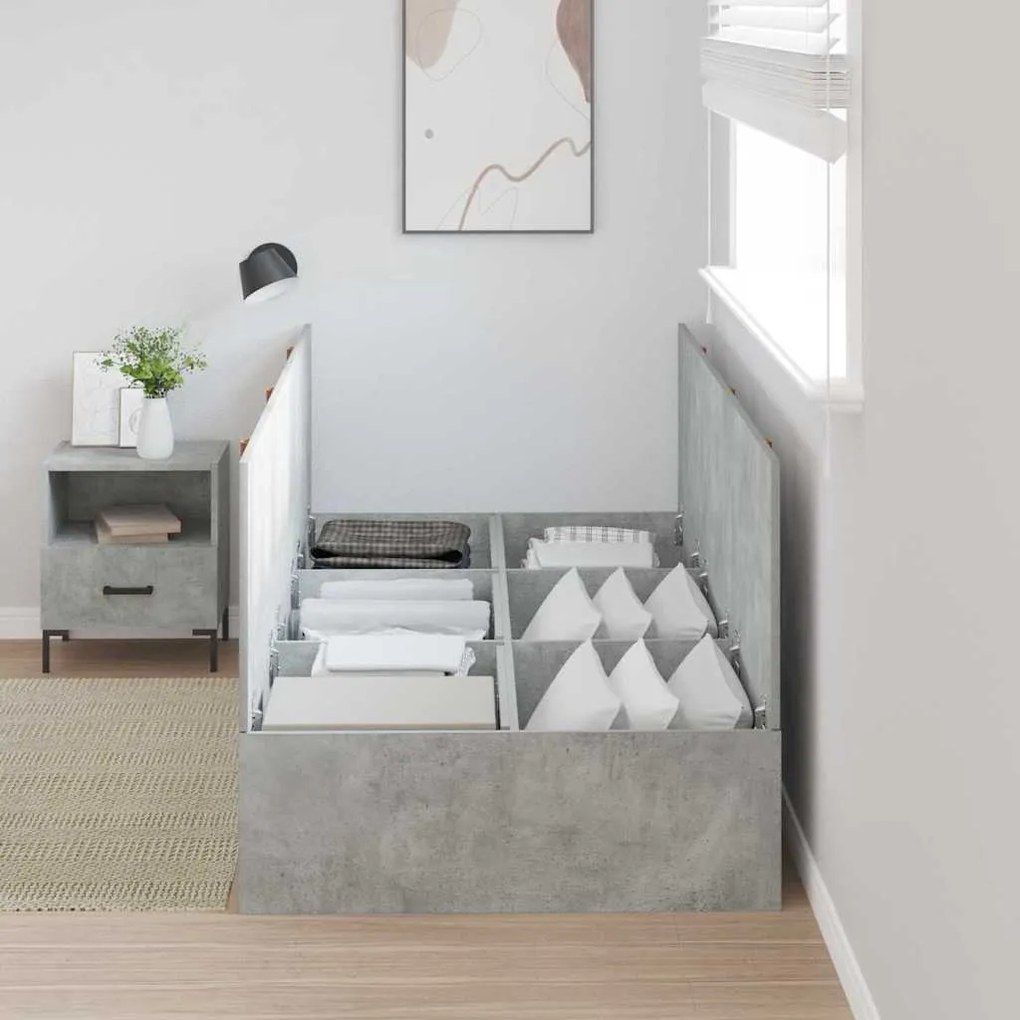 Cama de Armazenamento Cinza Betão 80x200 cm