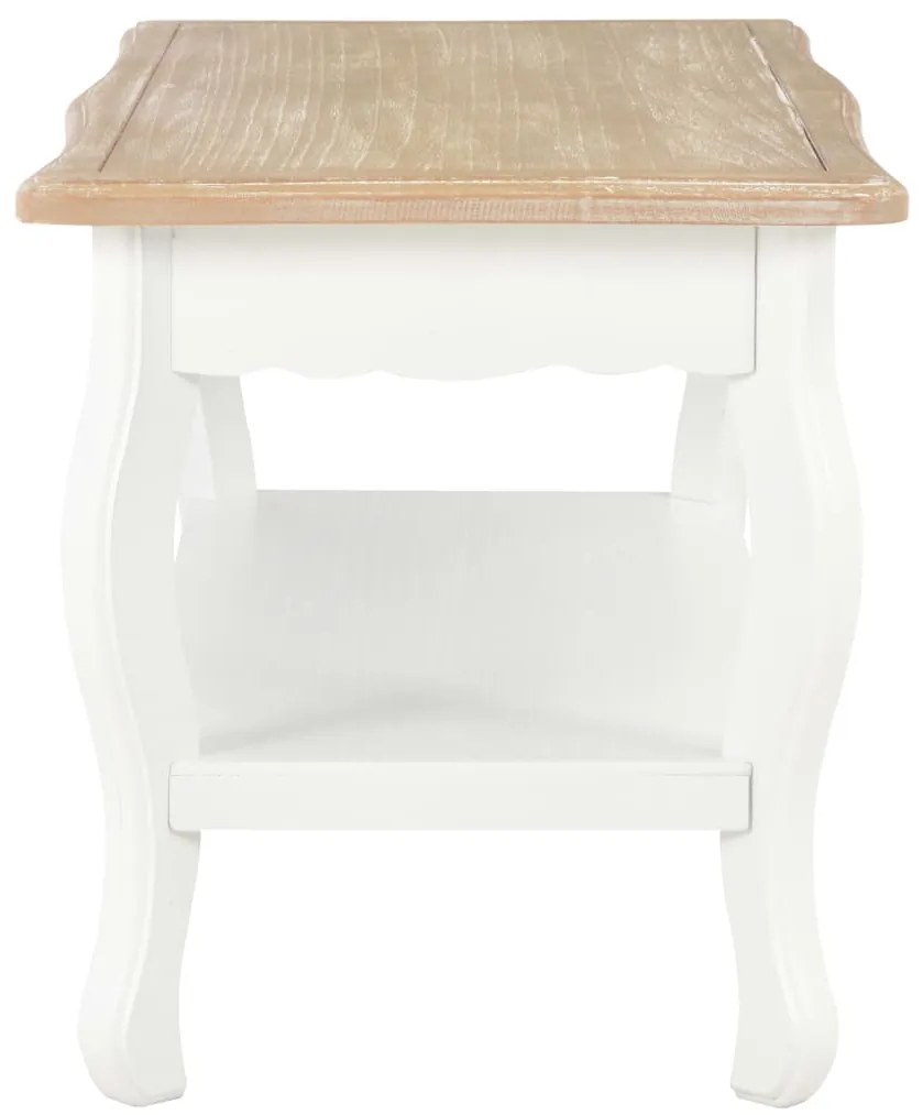 Mesa de centro 87,5x42x44 cm pinho maciço branco e castanho