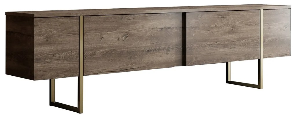 Móvel TV Luxe – Nogueira e Dourado – 180 cm x 30 cm x 50 cm