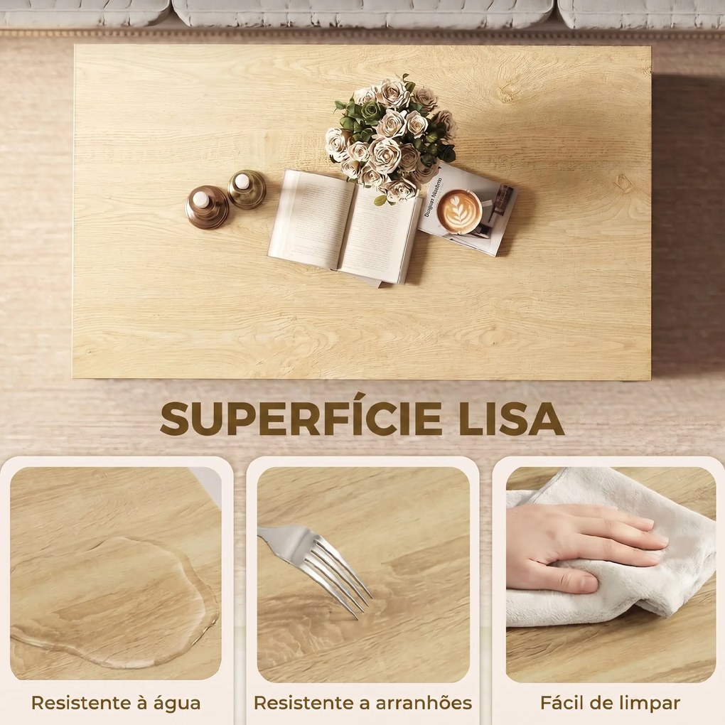 Mesa Baixa para Sala de Estar com Compartimento 95x55x50 cm Madeira e Branco