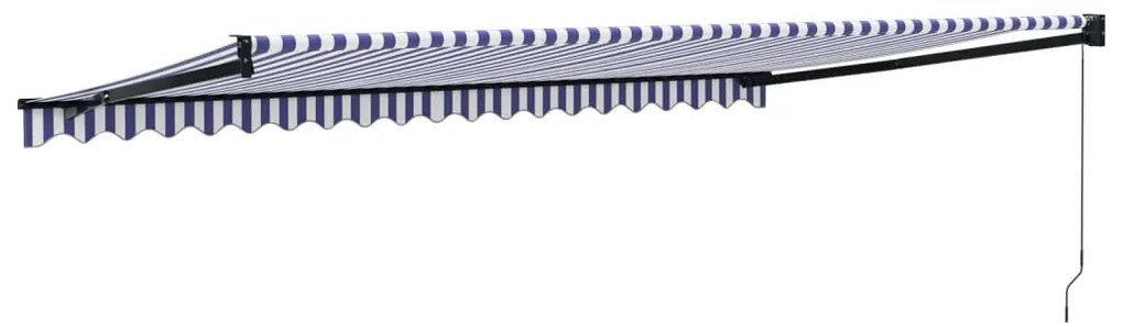 Toldo retrátil 5x3 m tecido e alumínio azul e branco