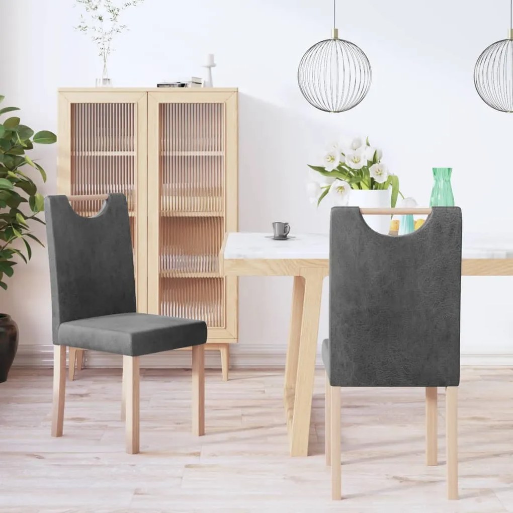 vidaXL Cadeiras de jantar 2 pcs camurça artificial cinzento