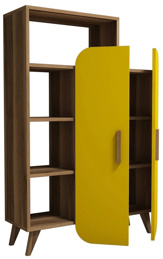 Estante Form – Nogueira e Amarelo – 90x132x32 cm