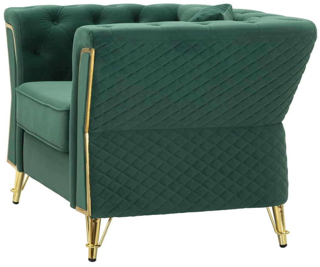 POLTRONA EMY COM ALMOFADA 104X83X76 CM VERDE E DOURADO