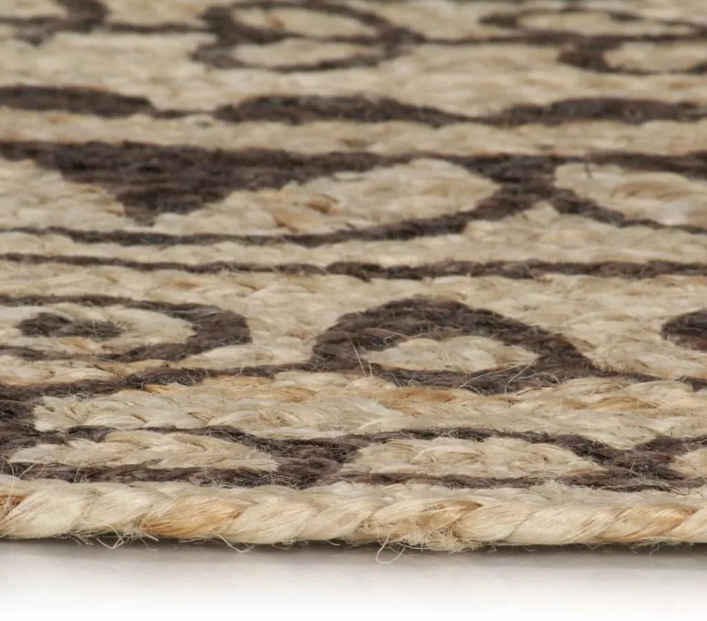 Tapete artesanal em juta com impressão a castanho escuro 150 cm