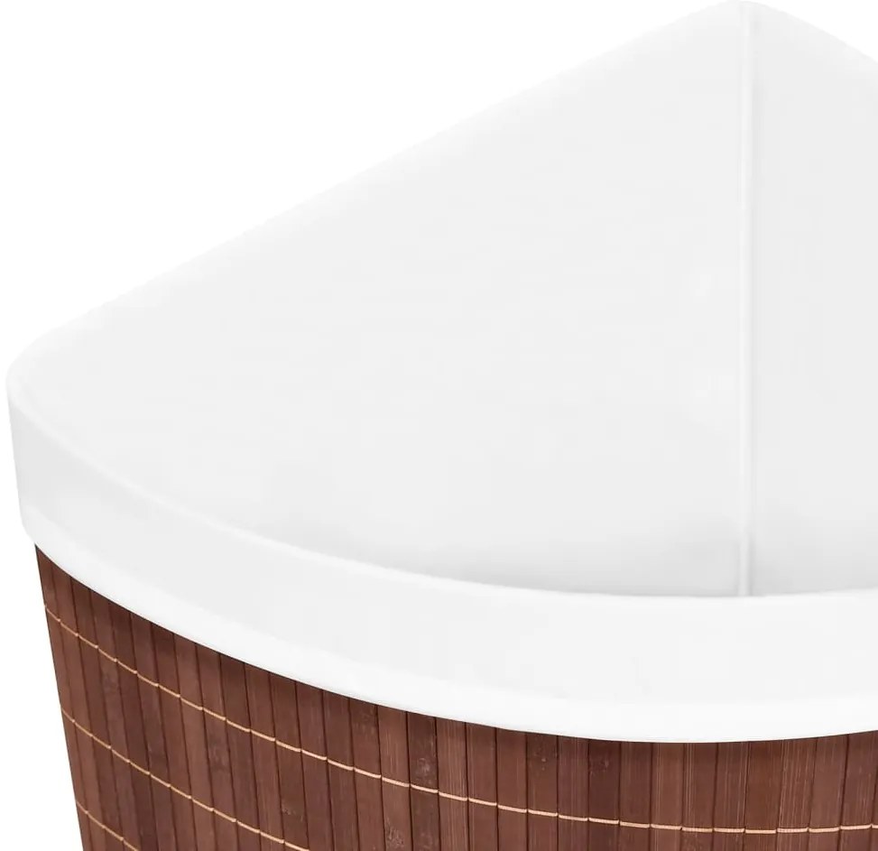Cesto de canto para roupa suja 60 L bambu castanho