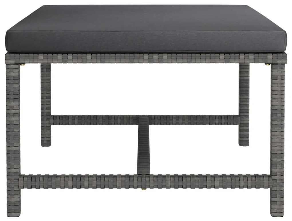 9 pcs conjunto lounge de jardim c/ almofadões vime PE cinzento