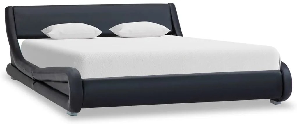 vidaXL Estrutura de cama 140x200 cm couro artificial preto