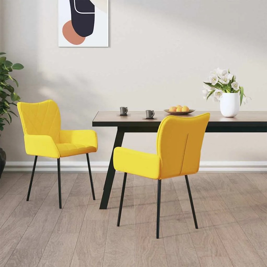 vidaXL Cadeira de jantar Amarelo 55 x 58 x 82 cm tecido