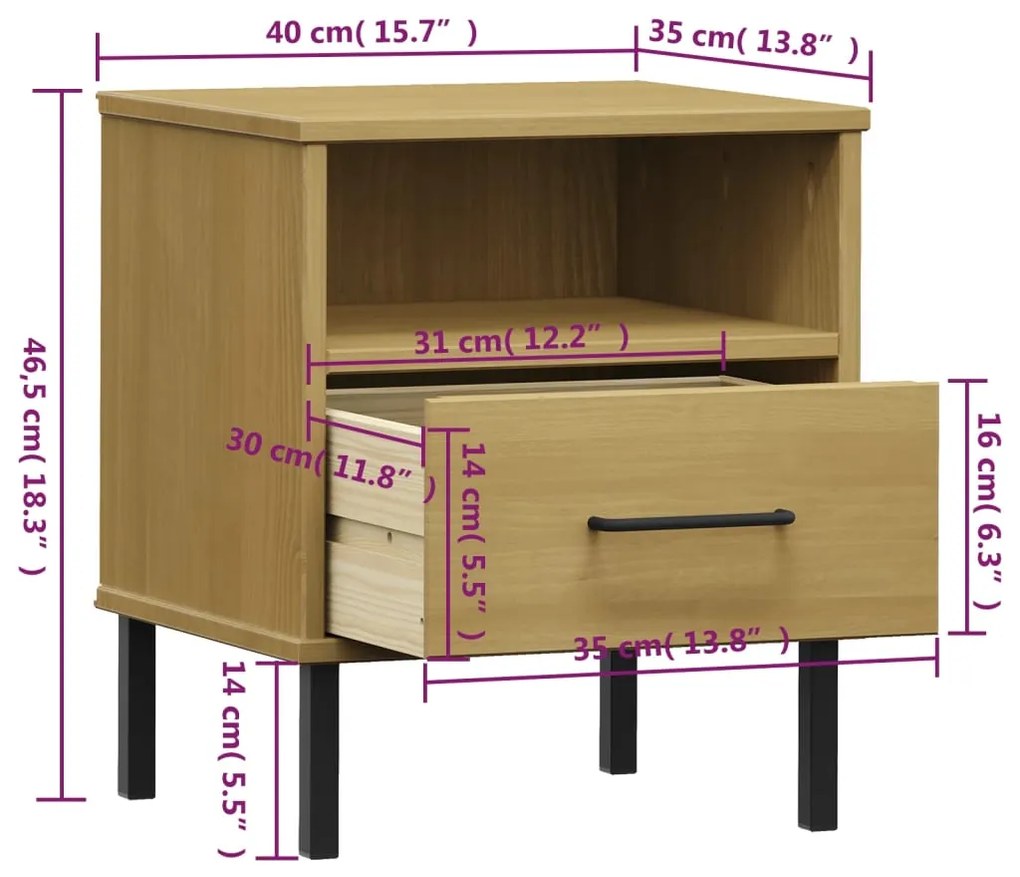 Mesa de Cabeceira Luchaco em Madeira de Pinho - Cor Natural - Design R