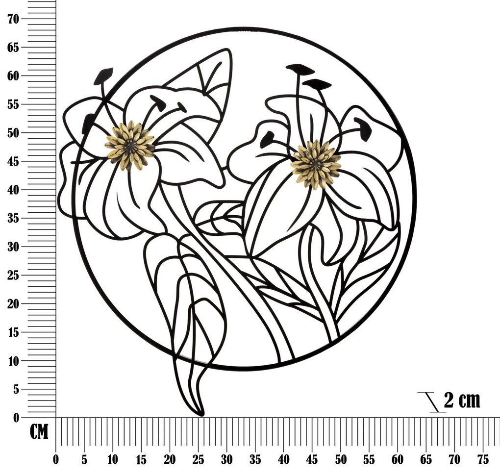 DECORAÇÃO DE PAREDE SIMPLY FLOTIS 63x2x69 CM PRETO/DOURADO