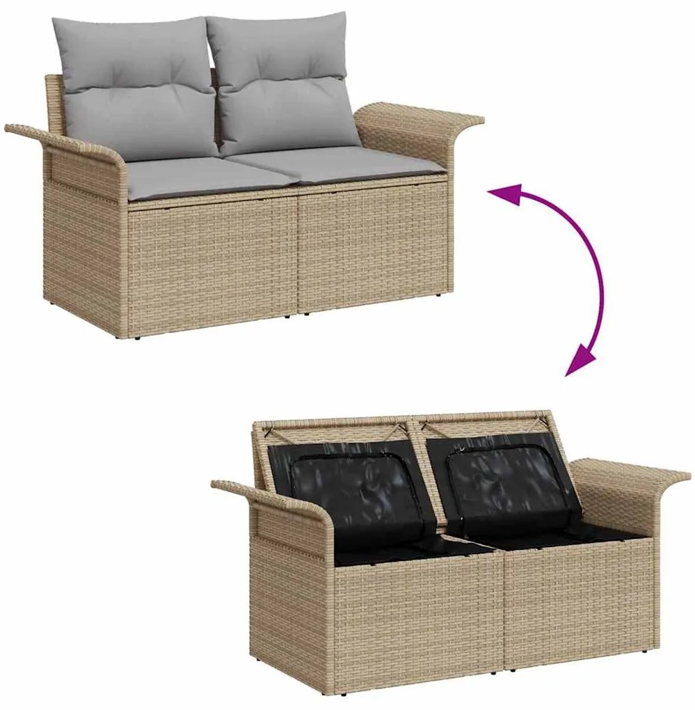 Conjunto de Sofá de Jardim de 8 Peças da com Almofadas de Rattan Sinté