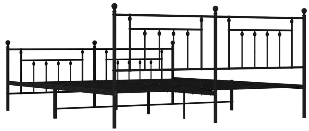 Estrutura de cama com cabeceira e pés 200x200 cm metal preto