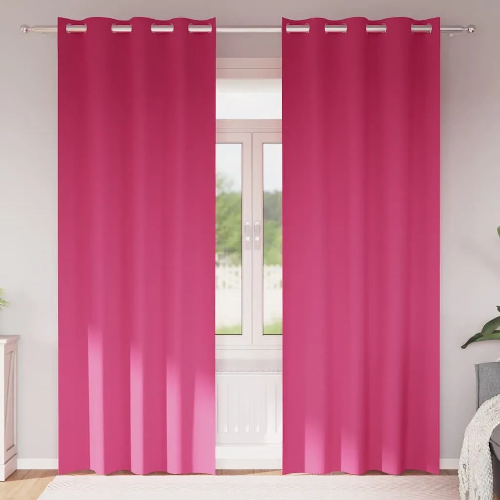 vidaXL Cortinas Blackout com Argolas 2 pcs Rosa Brilhante 260 x 140 cm