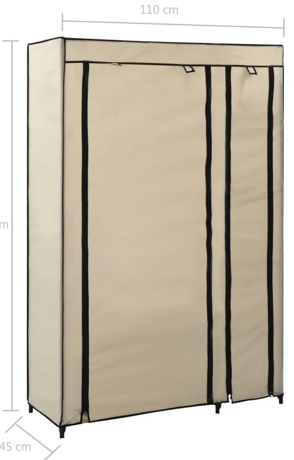 Roupeiro dobrável 110x45x175 cm tecido creme
